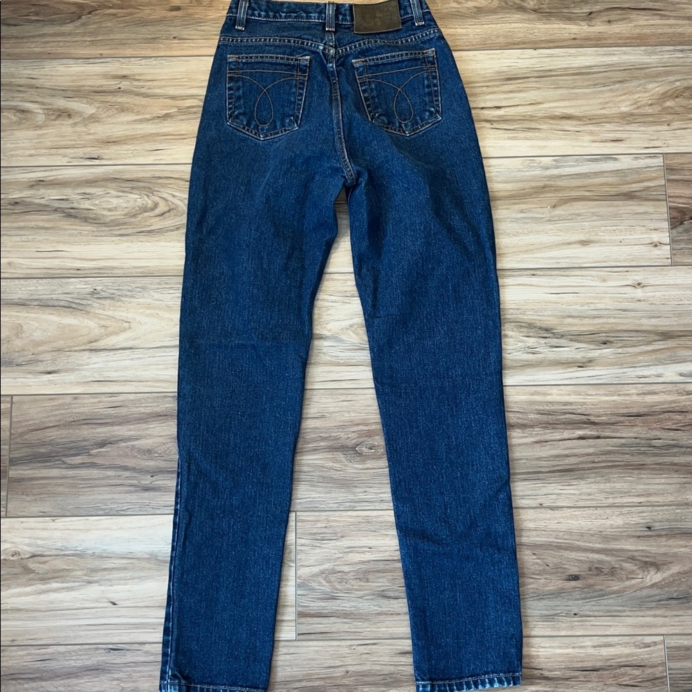 Vintage 90s Calvin Klein High Rise Tapered Straight Jeans Dark Wash 25x31